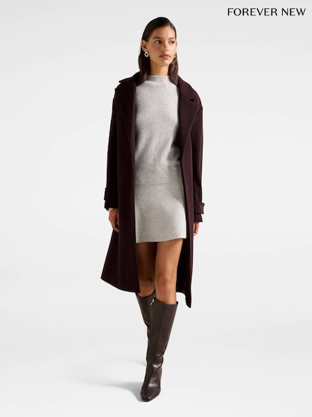 Purple Heidi Double Breasted Wrap Coat (G61353) | £110