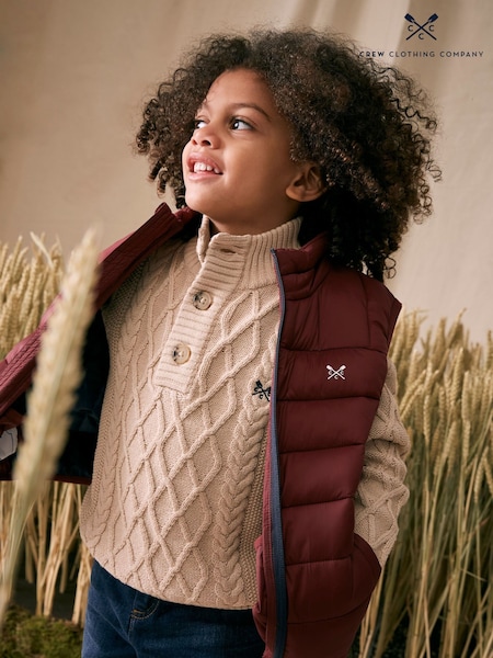 Crew Clothing Natural 1/2 Button Neck Cable Knit Jumper (G61415) | £32 - £40