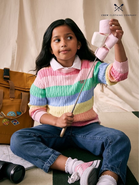 Crew Clothing Yellow Heritage Cable Crew-Neck Jumper (G61419) | £30 - £38