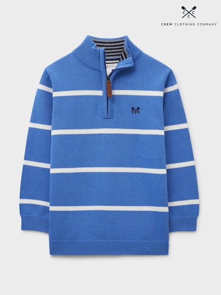 Crew Clothing Blue Classic Cotton Half Zip Jumper (G61437) | £32 - £40