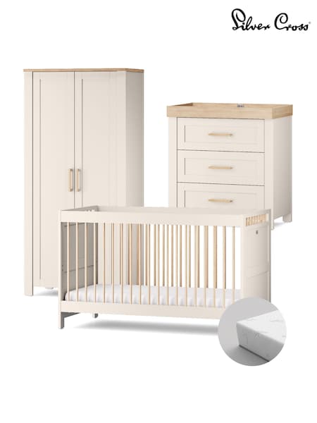 Silver Cross 4 Piece Natural Seville Furniture with Mattress Set (G61470) | £1,094