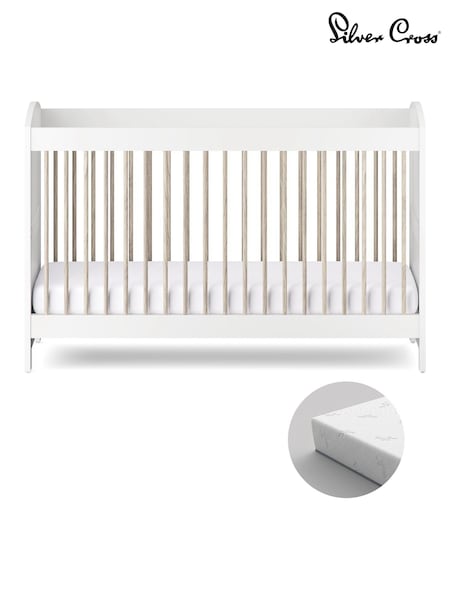 Silver Cross White Valencia Cot Bed with TrueFit Mattress (G61471) | £419