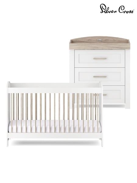 Silver Cross White Valencia Cot Bed and Dresser (G61477) | £675