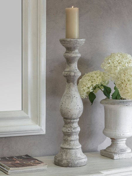 One.World Natural Birkdale Pillar Stone Candlestick (G61494) | £98