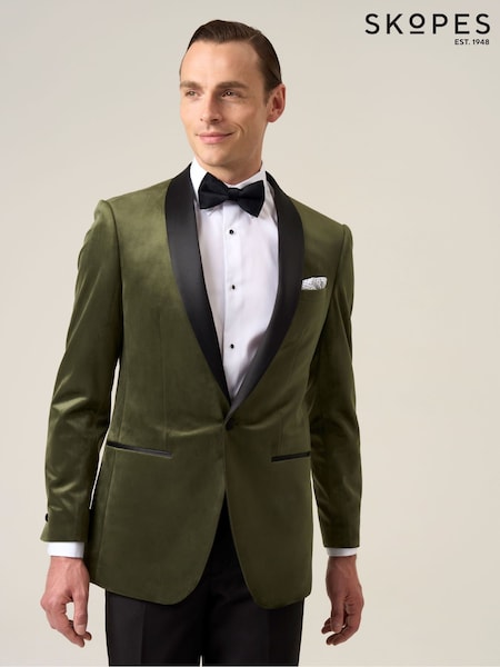 Skopes Green Paso Tailored Fit Velvet Jacket (G61513) | £119