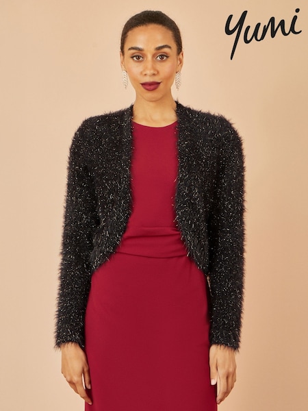 Yumi Black Metallic Fluffy Eyelash Bolero (G61644) | £45