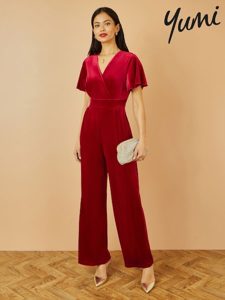 Yumi Red Jumpsuit With Angel Sleeves (G61652) | £75