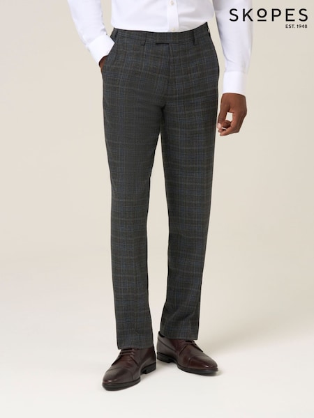 Skopes Grey Margrave Tailored Fit Check Suit Trousers (G61736) | £65
