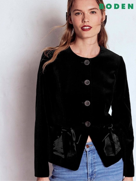 Boden Black Hampstead Velvet Blazer (G61796) | £199