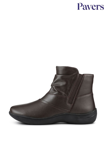 Pavers Brown Wide Fit Leather Ankle Boots (G61846) | £50