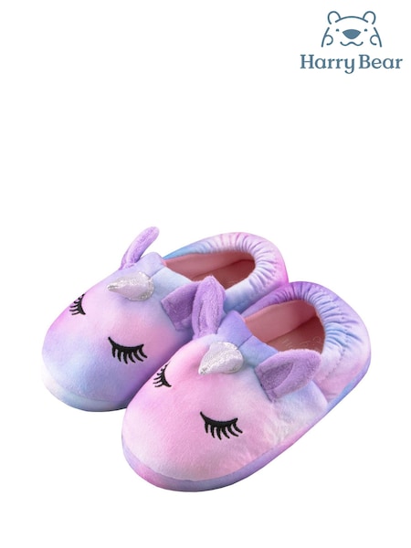 Harry Bear Pink Unicorn Tie Dye Slippers (G61852) | £15