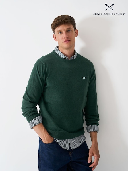 Crew Clothing Green Cotton Crew Neck Jumper (G62029) | £55