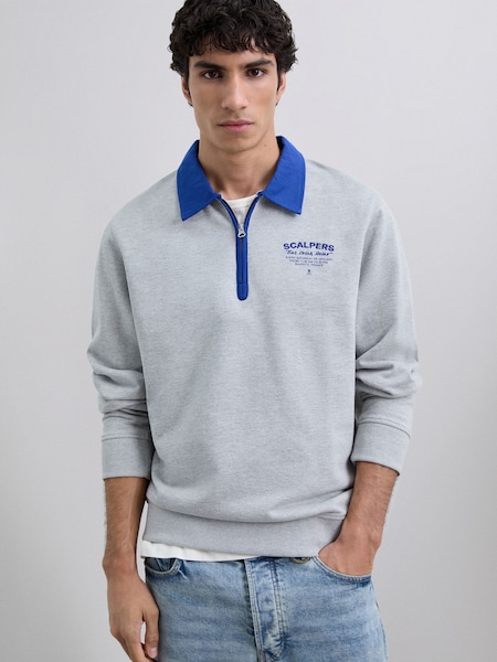 Scalpers Grey Embroidered Zip Sweatshirt (G62050) | £100
