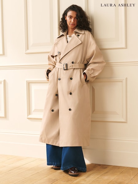 Beige - Oversized Fit Belted Trench Coat