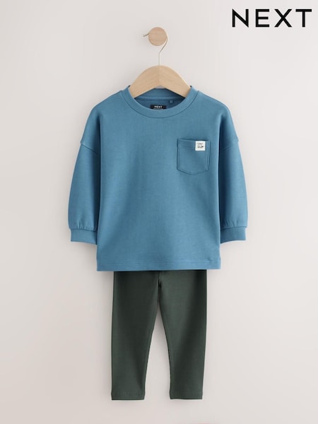 Blue Long Sleeve Top and Leggings Set (3mths-7yrs) (G62114) | £11 - £15