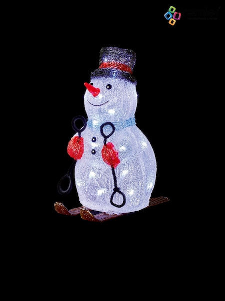 Premier Decorations Ltd 31cm Lit Acrylc Skiing Snowman with 30 White LED (G62294) | £32