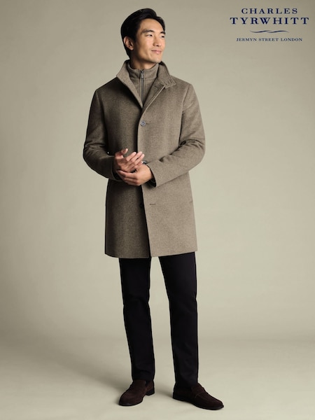 Charles Tyrwhitt Natural Pure Wool Funnel Neck Overcoat (G62320) | £249