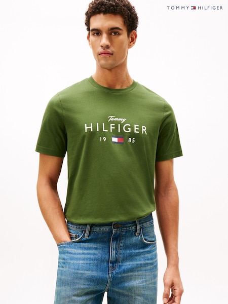 Tommy Hilfiger Green Logo Graphic Jersey Crew Neck T-Shirt (G62421) | £40