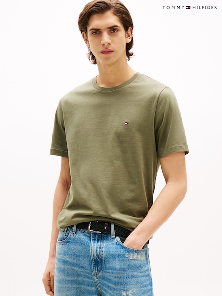 Tommy Hilfiger Green Flag Embroidery Crew Neck T-Shirt (G62422) | £40