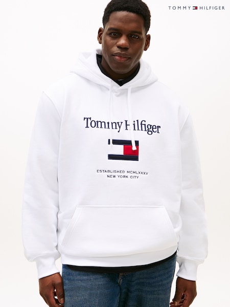 Tommy Hilfiger White Tommy Flag Hoodie (G62429) | £120