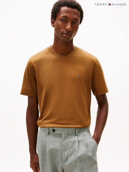 Tommy Hilfiger Brown Flag Embroidery Crew Neck T-Shirt (G62430) | £40