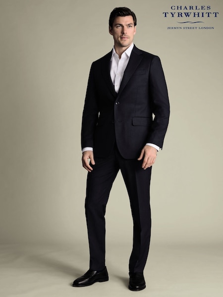 Charles Tyrwhitt Blue Forest Puppytooth Slim Fit Italian Suit Trousers (G62462) | £349
