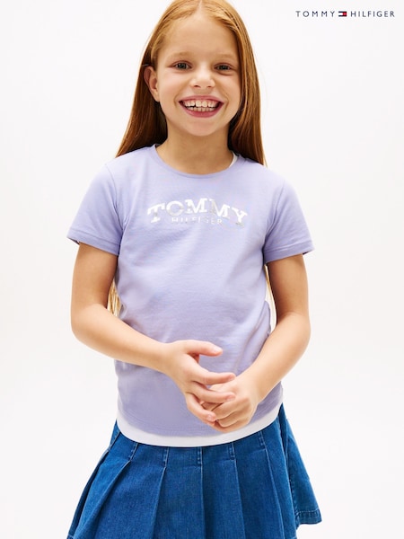 Tommy Hilfiger Purple Metallic Logo Slim Crew Neck T-Shirt (G62558) | £18 - £22