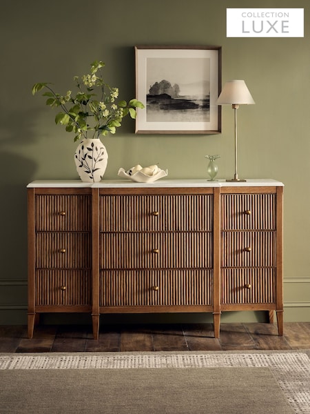Collection Luxe Alderley Oak Veneer And Quartz Wide Chest Of Drawers