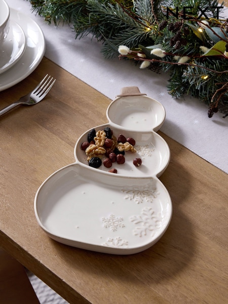 Christmas Snowman Divided Serving Platter