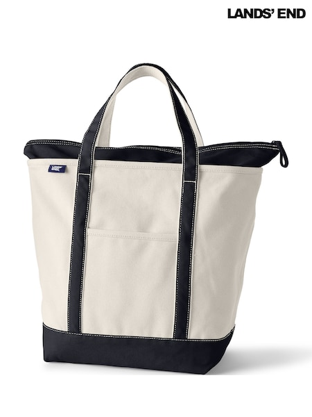 Lands' End Black Large 100% Cotton Canvas Tote Bag (G62747) | £34