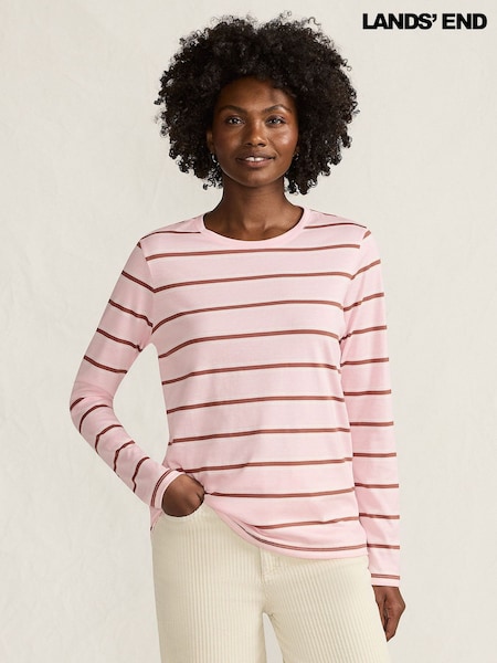 Lands' End Coral 100% Cotton Supima Long Sleeve T-Shirt (G62757) | £35
