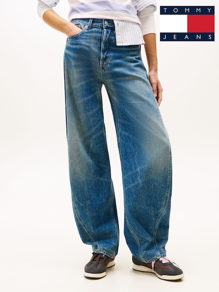 Tommy Jeans Blue Mid Rise Wide Barrel Leg Jeans (G62815) | £110