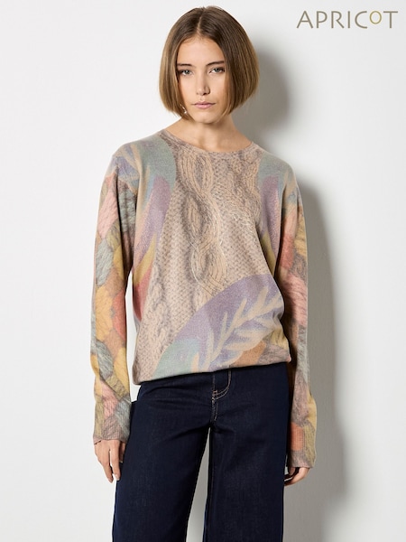 Apricot Natural Abstract Leaf Jumper (G62851) | £40
