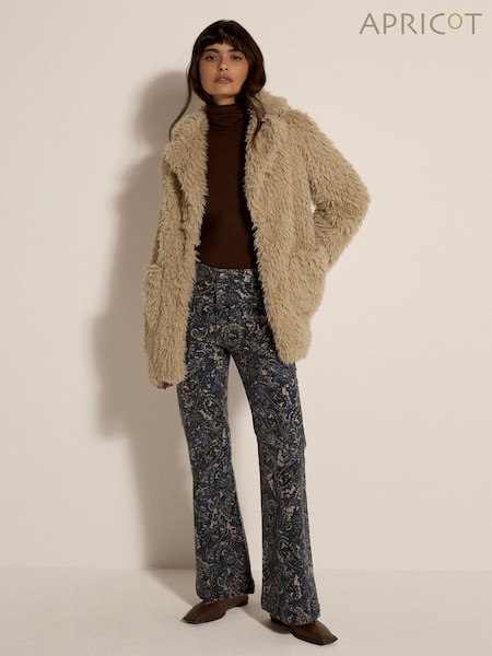 Apricot Natural Fuzzy Two Pockets Coat (G62868) | £55