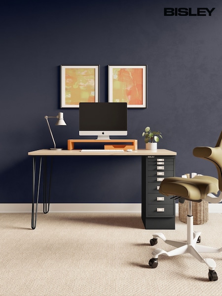 Bisley Anthracite MultiDesk With Filing Cabinet Desktop (G62889) | £355