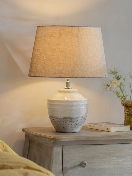 One.World White Clemsfold Stone Table Lamp (G62907) | £95