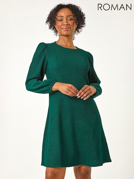 Roman Green Petite Textured Swing Stretch Dress (G63074) | £48