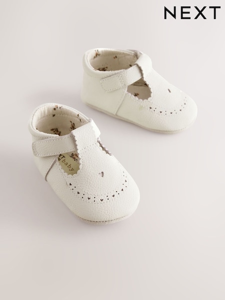 White - Leather Baby T-bar Shoes (0-24mths)