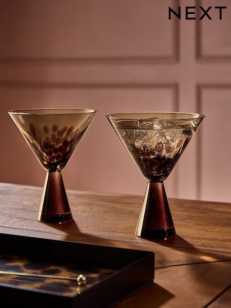 Set Of 2 Confetti Crystal Martini Cocktail Glasses