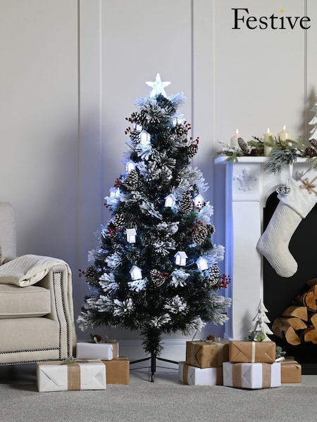 Festive 3ft Fibre Optic Christmas Tree With House and Berr Tree (G63266) | £95