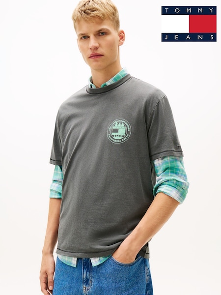 Tommy Jeans Black Back Slogan Textured Relaxed T-Shirt (G63368) | £40