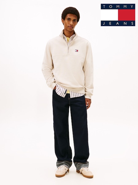 Tommy Jeans White Badge Quarter-Zip Jumper (G63373) | £85