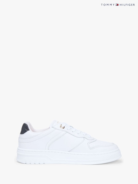 Tommy Hilfiger White Monogram Leather Cupsole Trainers (G63482) | £100