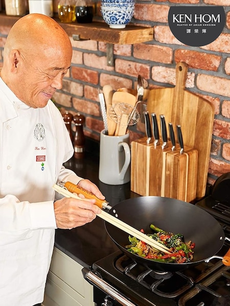 Ken Hom Black Carbon Steel Non Stick Wok 27cm Classic (G63566) | £25