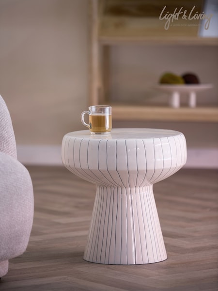 Light & Living White Black Dakwa Side Table (G63611) | £174