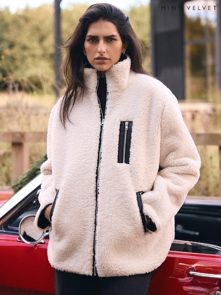 Mint Velvet Natural Borg Quilted Jacket (G63613) | £170