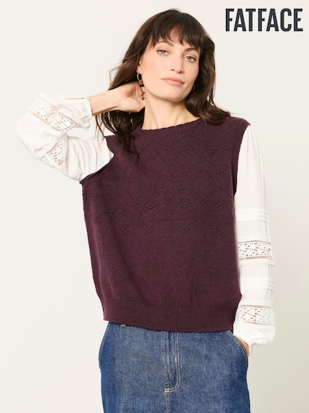 Plum Purple - Fatface Double Layer Knitted Tank Shirt