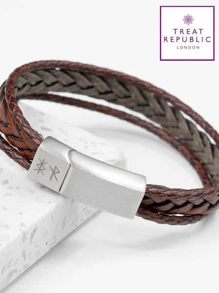 Treat Republic Personalised Mens Rune Woven Bracelet (G63731) | £36