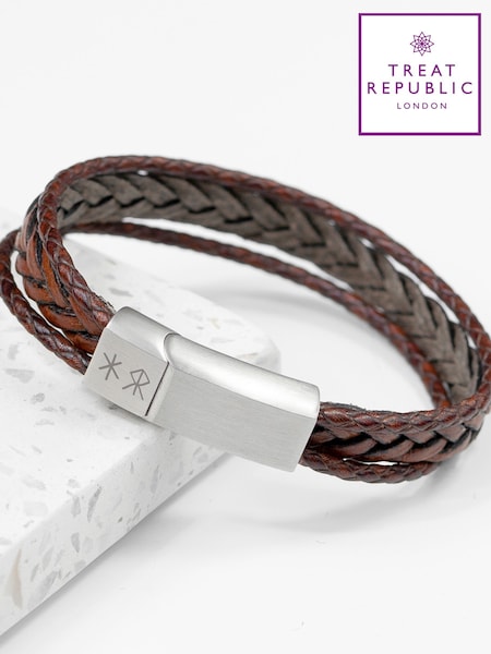 Treat Republic Personalised Mens Rune Woven Bracelet (G63747) | £36