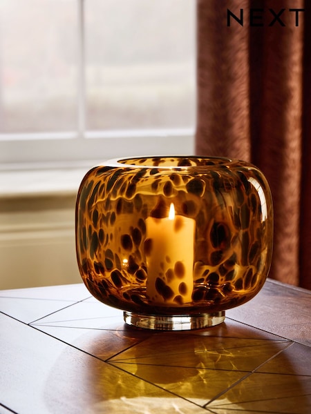 Tortoise Shell Glass Hurricane